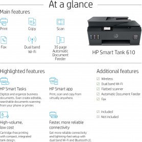 Imprimante multifonction HP Smart Tank 615 à jet d'encre Multifonction (Y0F71A)