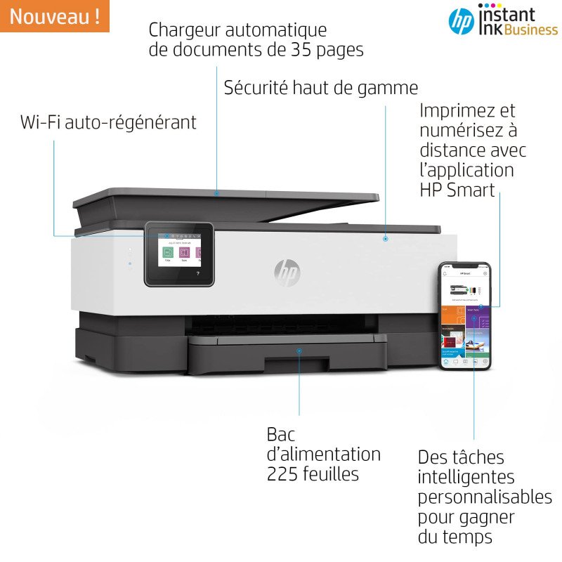 Imprimante multifonction jet d’encre HP OfficeJet Pro 8023 A4 (1KR64B ...