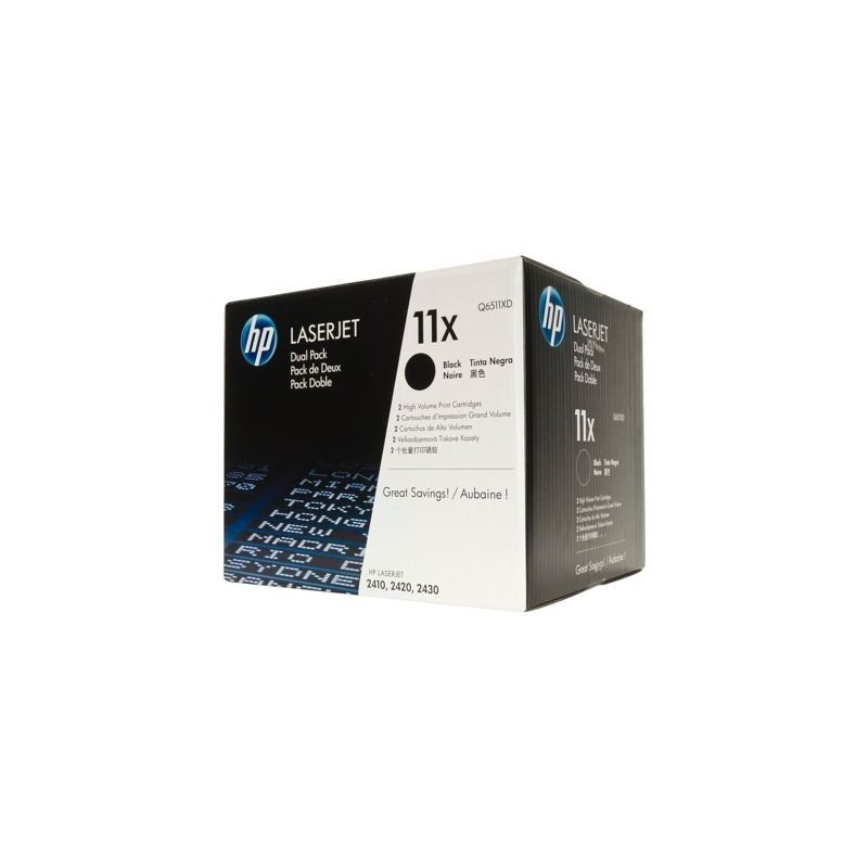 Toner HP 11X 2-pack High Yield Black Original LaserJet  Cartridges Q6511XD