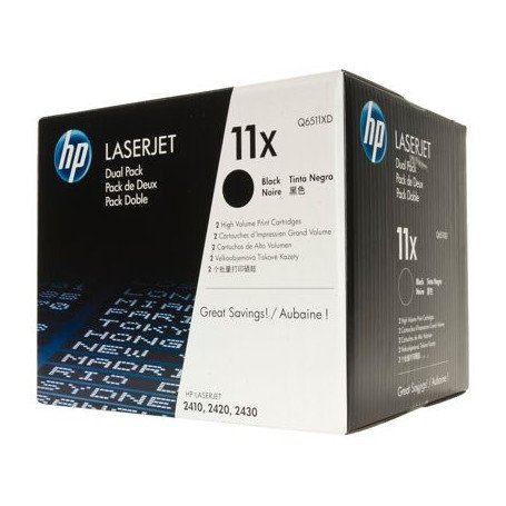 Toner HP 11X 2-pack High Yield Black Original LaserJet  Cartridges Q6511XD