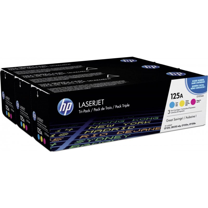 Toner HP 125A 3-pack Cyan/Magenta/Yellow Original LaserJet  Cartridges CF373AM