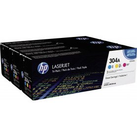 Toner HP 304A 3-pack Cyan/Magenta/Yellow Original LaserJet  Cartridges CF372AM