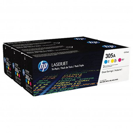 Toner HP 305A 3-pack Cyan/Magenta/Yellow Original LaserJet  Cartridges CF370AM