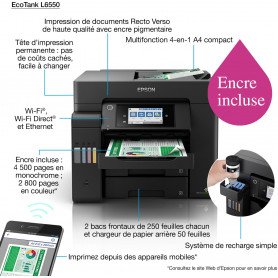 Imprimante Epson EcoTank L6550 multifonction couleur (C11CJ30403)